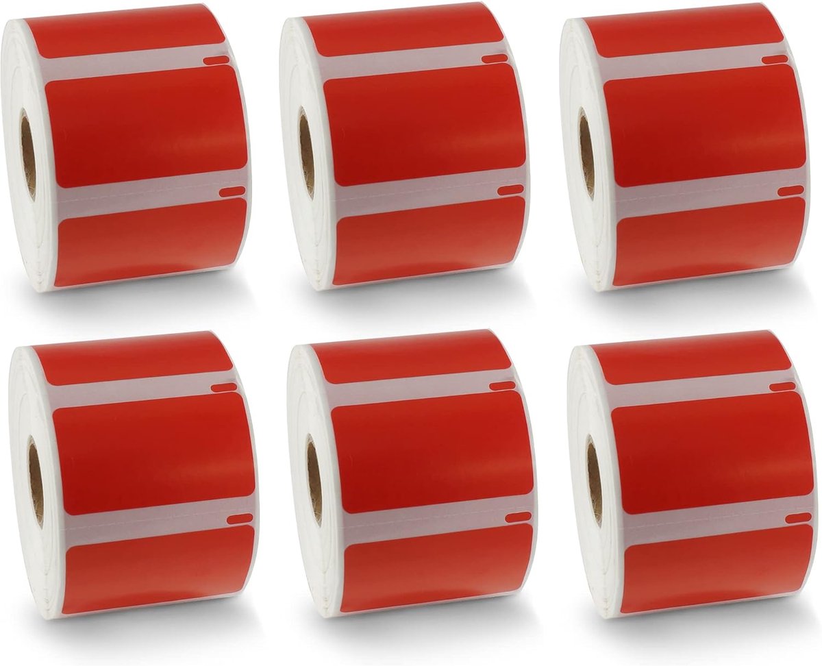 BETCKEY - 6 rolls of red multifunctional labels, compatible with DYMO 11354(S0722540), 57mm x 32mm, 6000 colored - ShopVlot