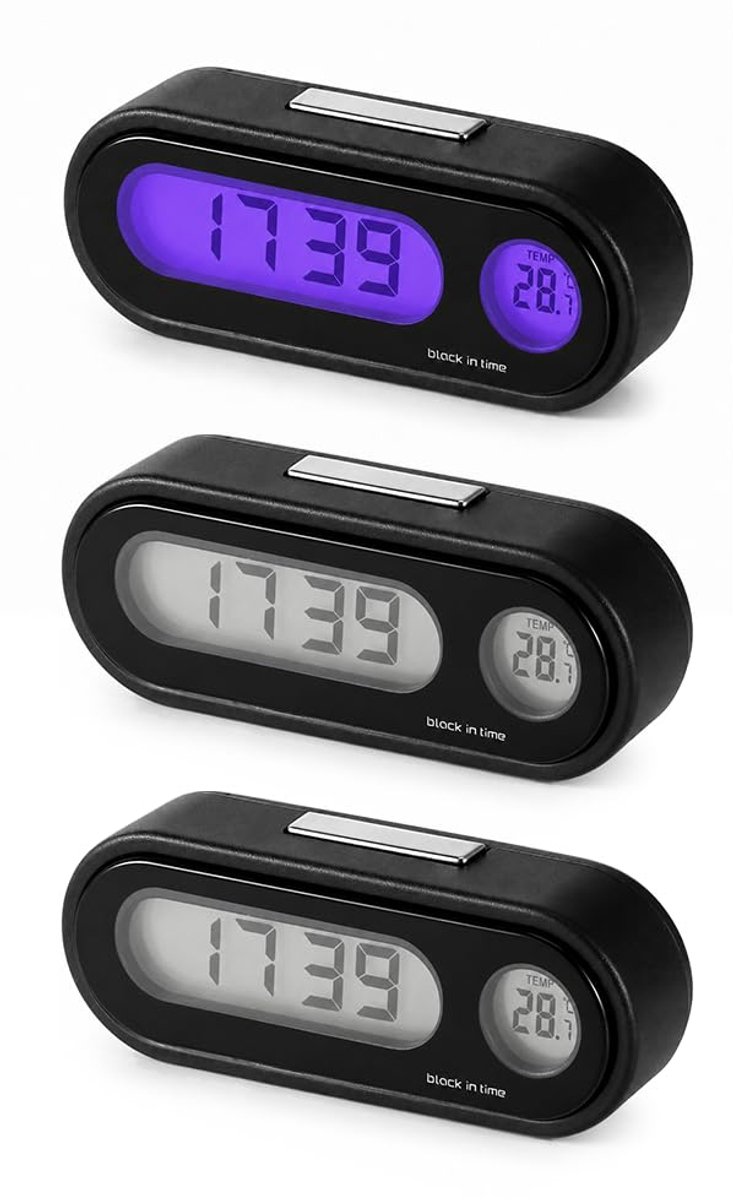 mini-autoklok 3 stuks - 2-in-1 digitale klok - temperatuurweergave - ideaal voor thuis en auto - ShopVlot