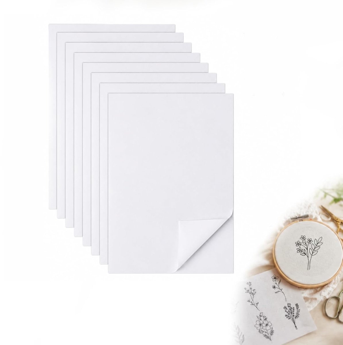 A4 borduurstabilisator 8 stuks - zelfklevend - water oplosbaar - perfecte hechting voor nauwkeurig borduurwerk - ShopVlot