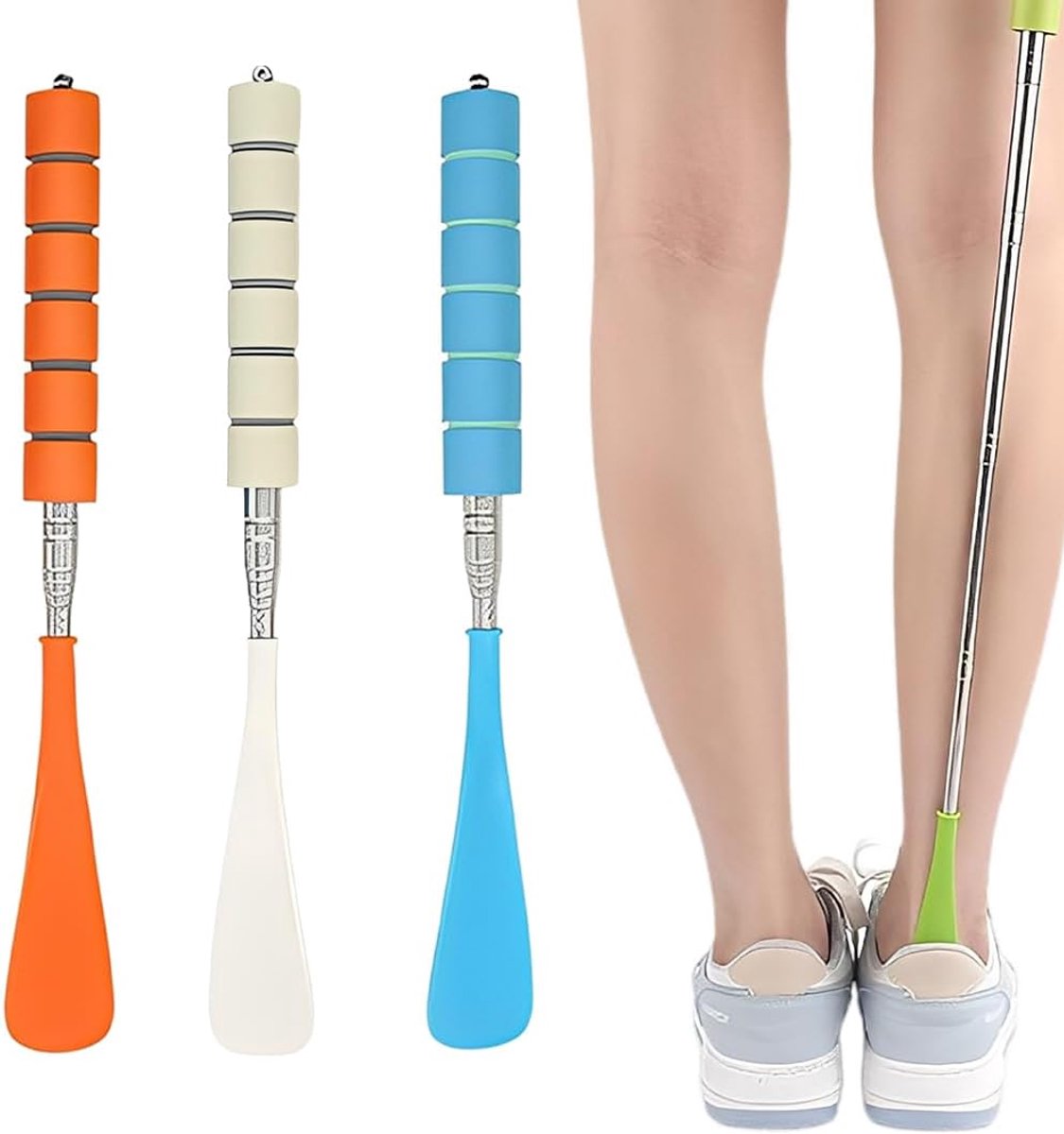 Schoenlepel set 3 stuks - telescopisch 30-71 cm - roestvrij staal - ShopVlot
