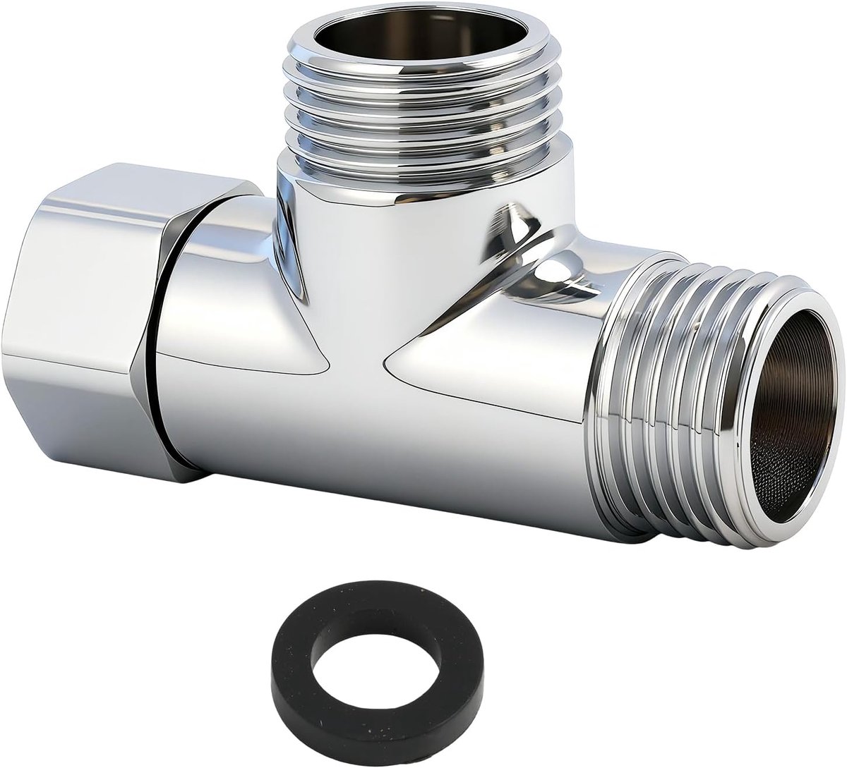 T-adapter G1/2 inch - 3-weg chroom - voorzien van afdichting - eenvoudig te installeren - ShopVlot