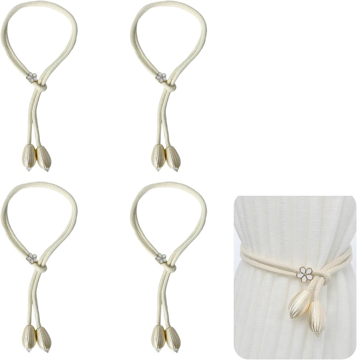 Gordijnhouders handgeweven - henneptouw - elegant en rustiek - eenvoudig te installeren - ShopVlot