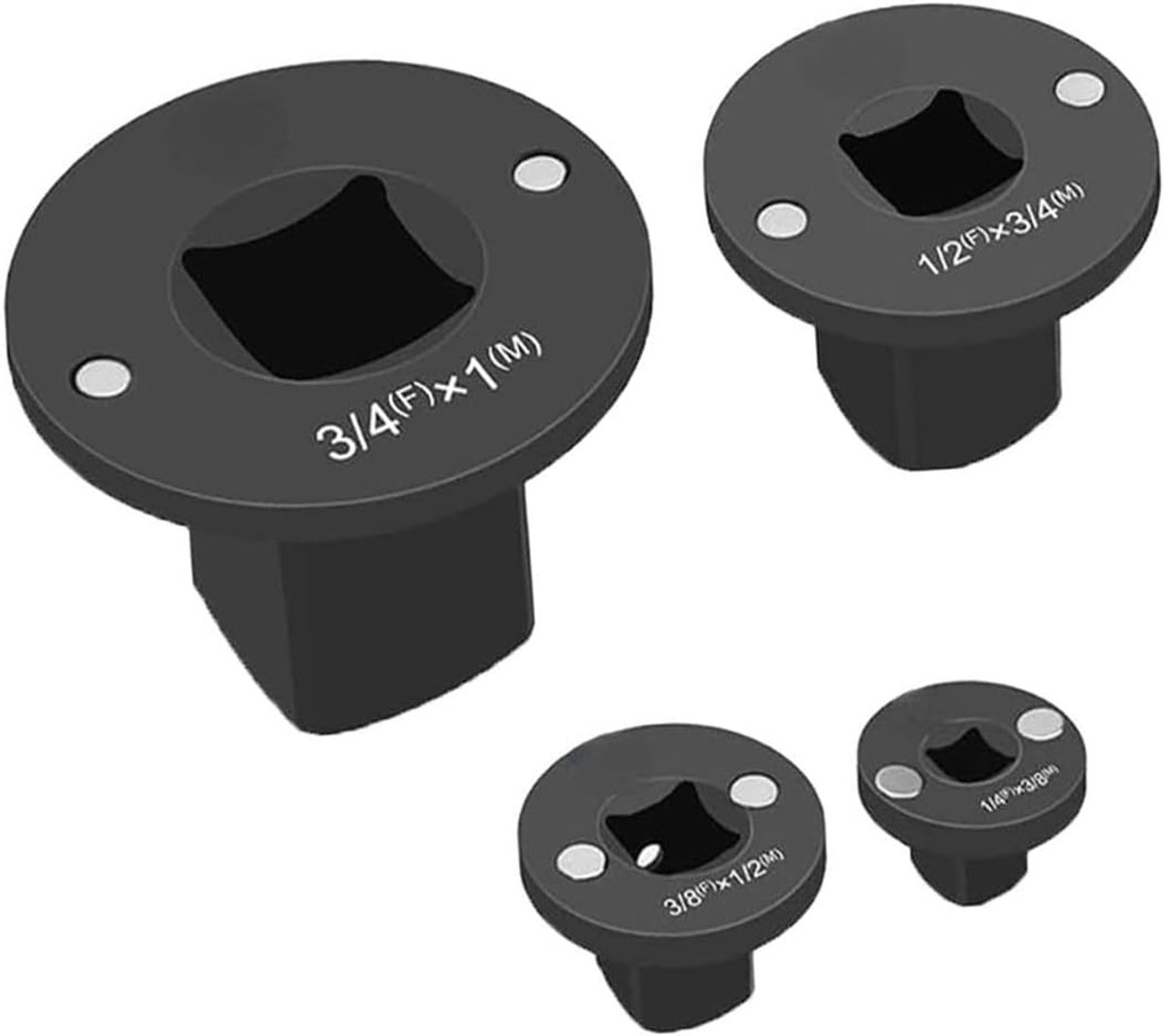 Low Profile Impact Socket adapterset - 4 stuks roestvrij staal - 1 inch tot 1/4 inch - ideaal voor krappe ruimtes - ShopVlot