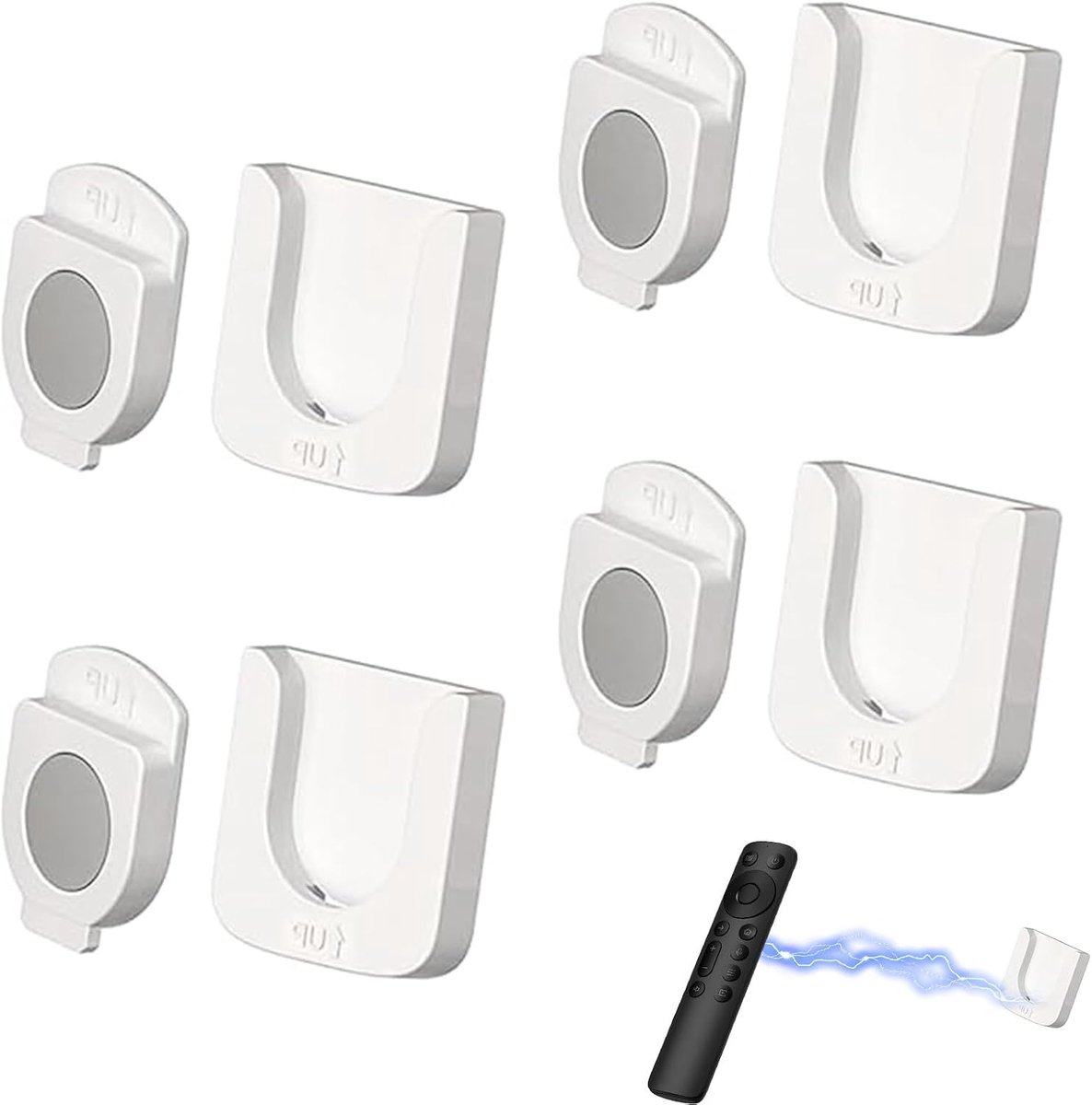Wandhouders afstandsbediening set van 4 - witte magnetische houder - zonder boren - ShopVlot