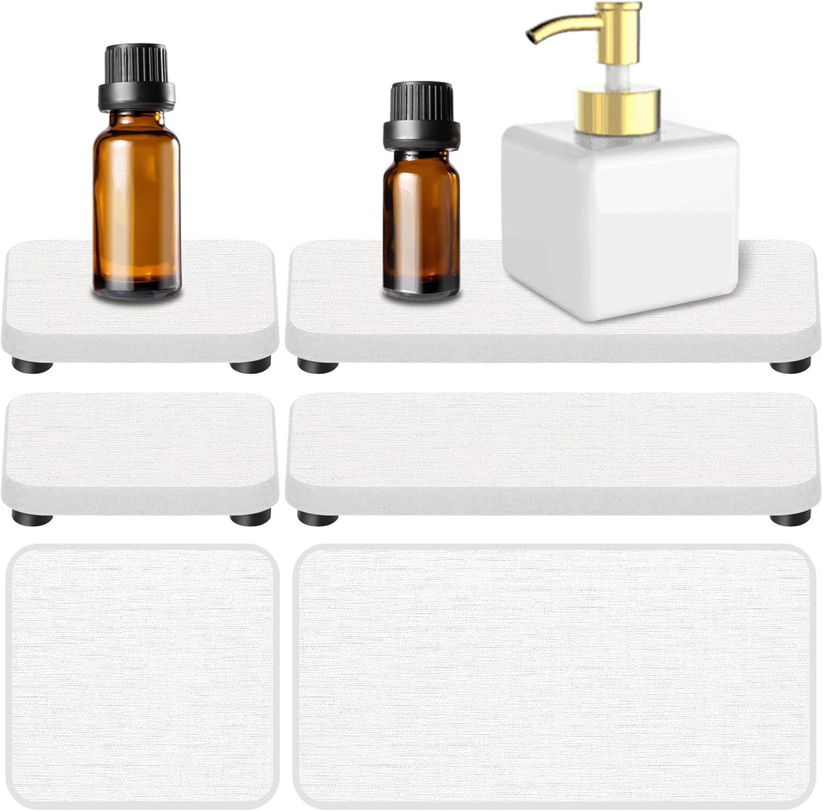 Diatomeeënaarde zeepdispenser 4-in-1 - waterabsorberend - met silicone voetjes - ideaal voor keuken en badkamer - ShopVlot
