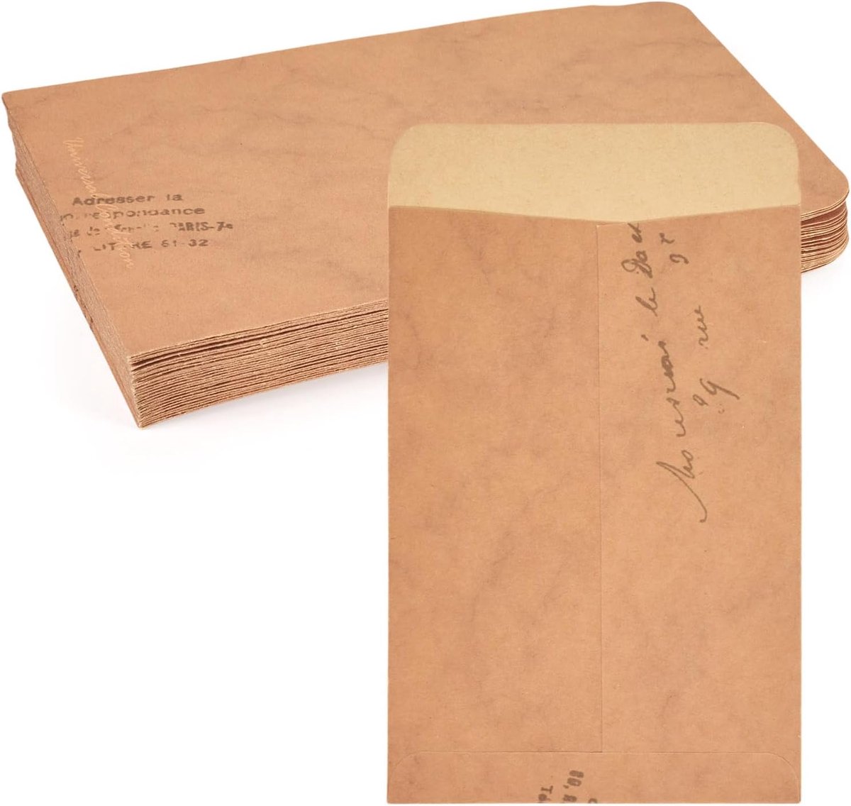Papieren enveloppen 117x110mm - vintage bruin - gegomde sluiting - ideaal voor brieven en wenskaarten - ShopVlot