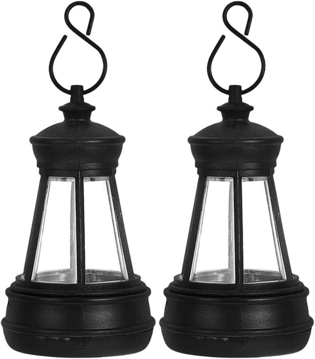Tuinlantaarns op zonne-energie - 2 stuks - weerbestendige hars - sfeervolle verlichting voor buiten - ShopVlot