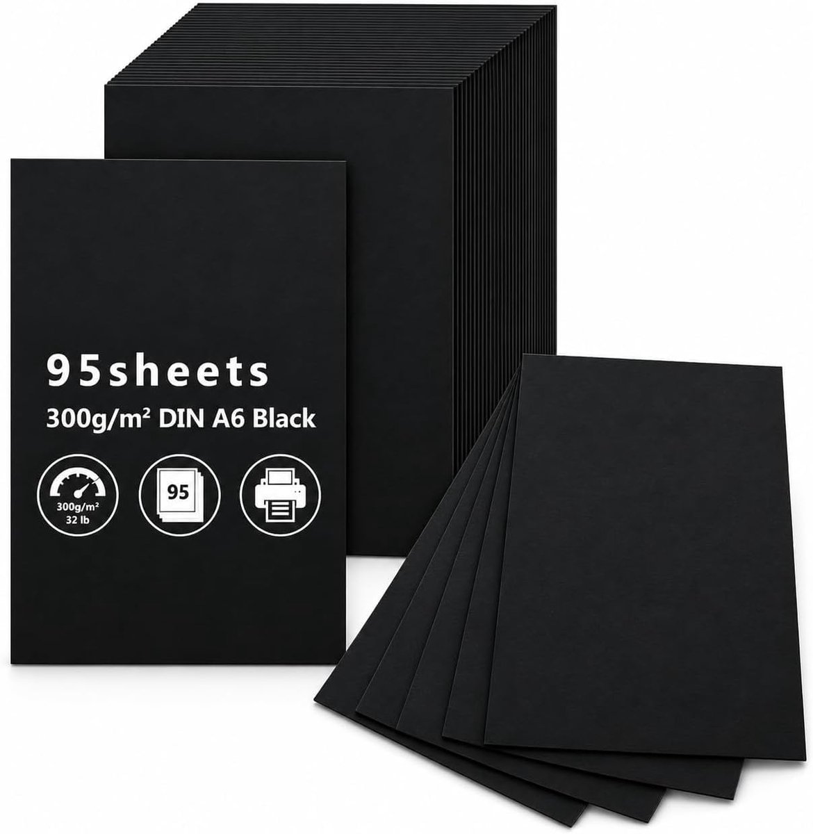 A6 ansichtkaarten 95 stuks - zwart 300 g/m² karton - dubbelzijdig - perfect voor DIY ontwerpen - ShopVlot