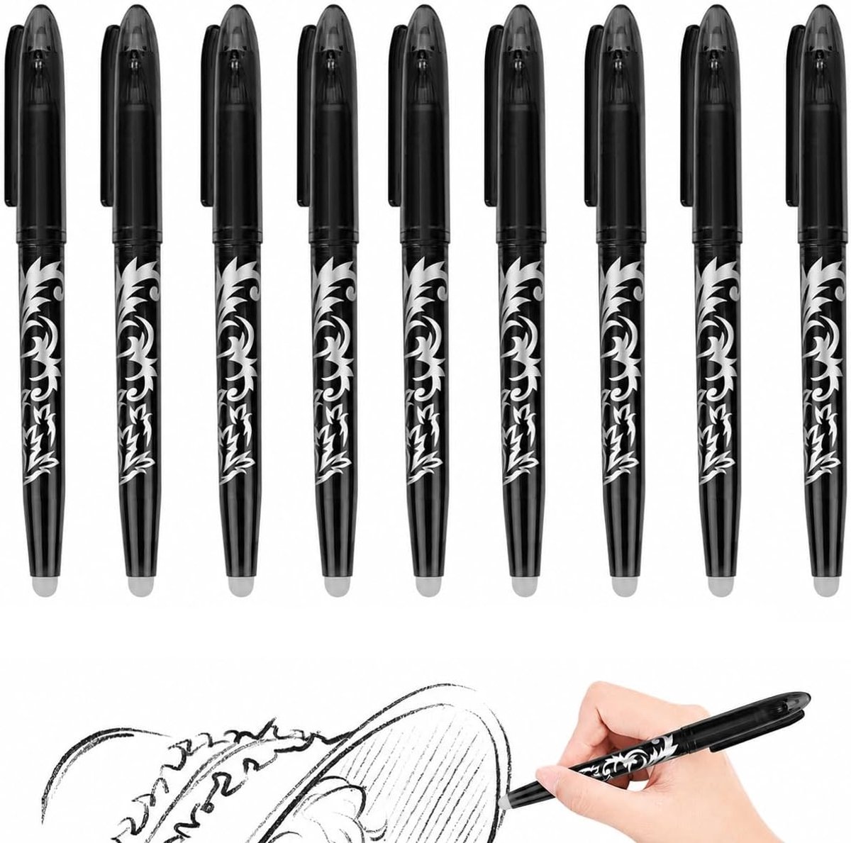 Uitwisbare balpen 0,5 mm - gelpen met gum - 9 rollerbalpen set - perfect voor school en kantoor - ShopVlot
