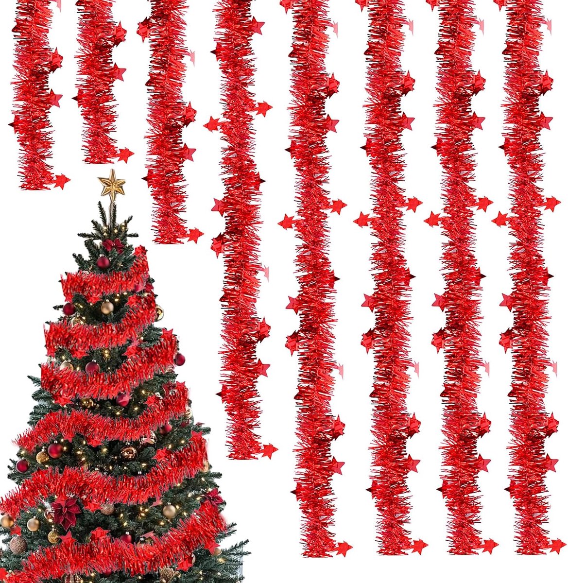 Kerstslinger klatergoud - 8 stuks - feestelijk - voor sfeervolle decoratie - ShopVlot