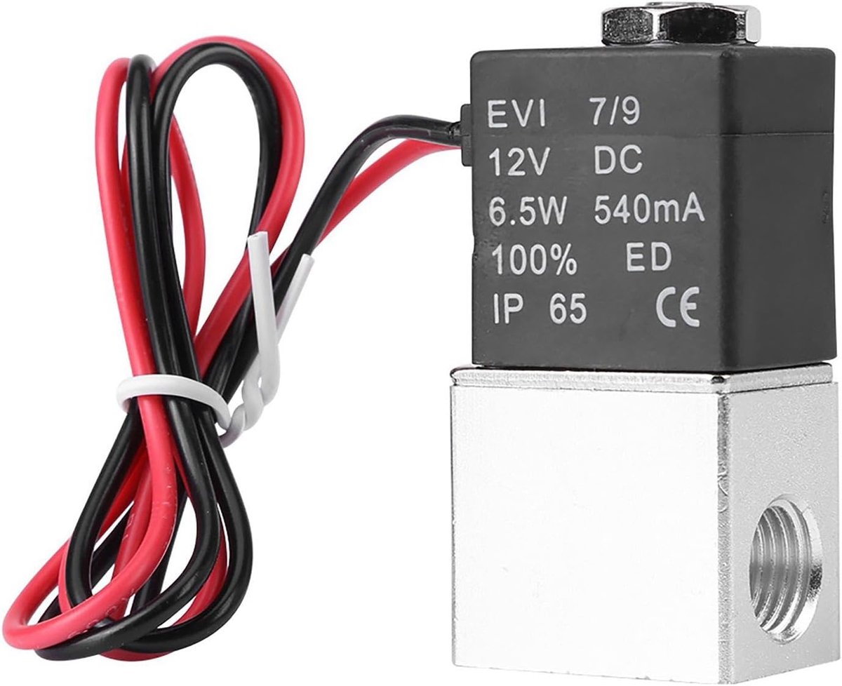 Solenoïde luchtventiel 1/4 inch - Aluminium - 2-weg normaal gesloten - Geschikt voor lucht, gas en vloeistoffen - ShopVlot