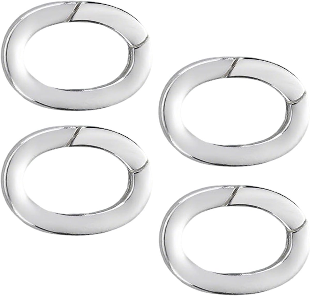 4pcs S925 Silver Oval Chain Clasps, Oval Spring Clasps, Metal Spring Rings, Mini Size 7 x 10 mm Spring Ring, for - ShopVlot
