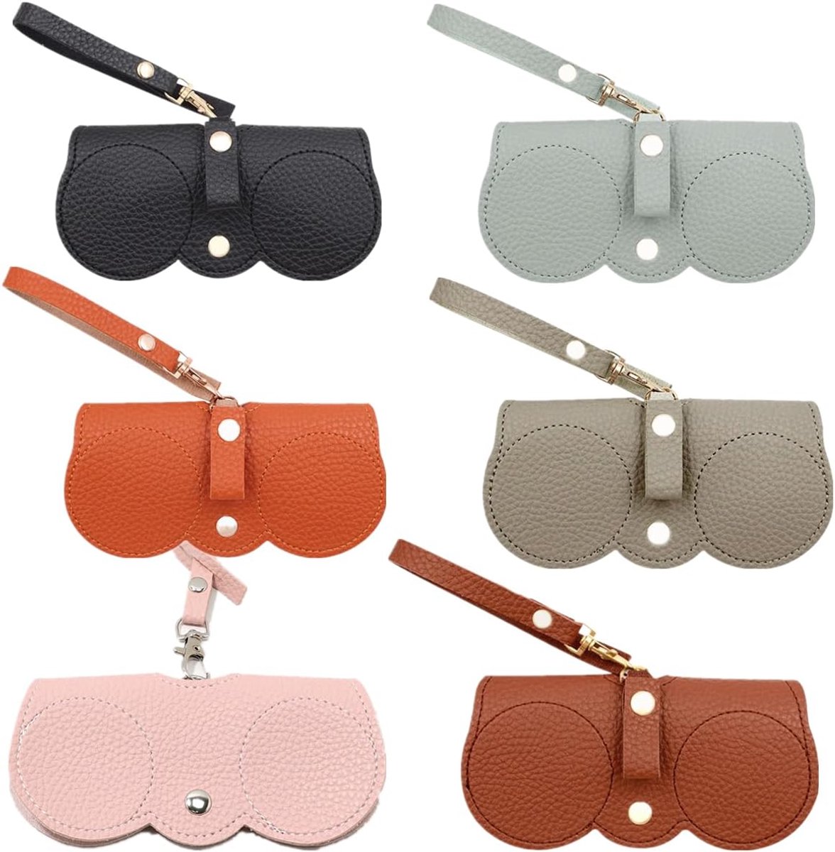 Pack of 6 Portable Glasses Case for Sunglasses, PU Leather, Soft Glasses with Drawstring for Men and Women - ShopVlot