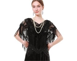 1920S Women's Scarf Fringe Sequins Cape Evening Dresses Great Gatsby Women Wraps Flapper Dress - ShopVlot