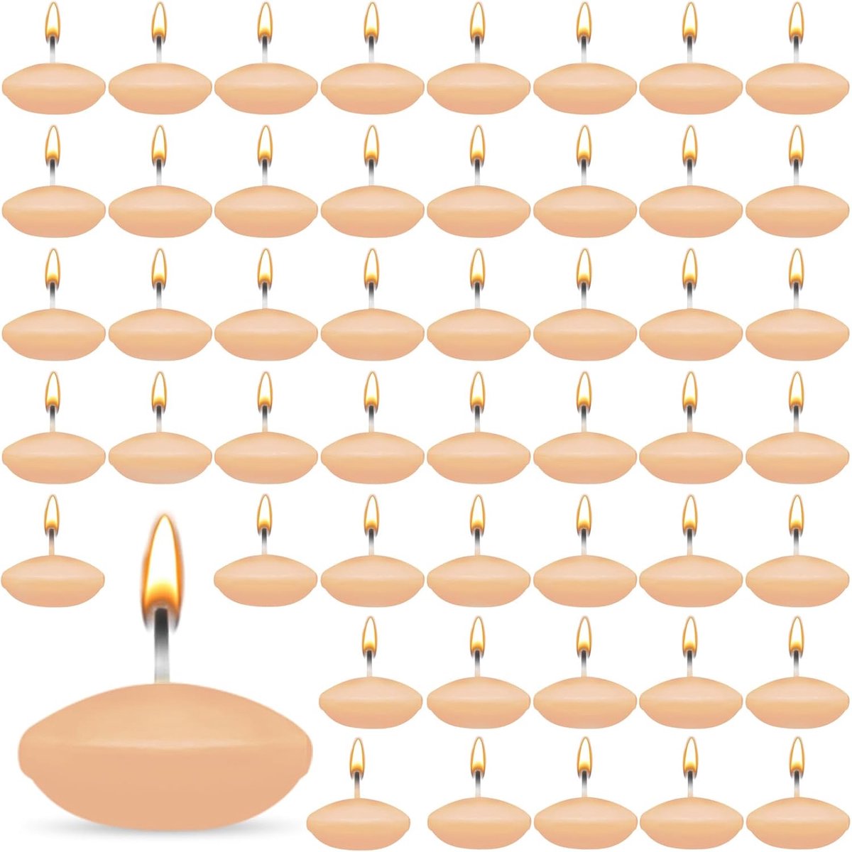 Set of 50 Floating Candles, Unscented Floating Candles, Decorative Floating Candles, No Smell, for Wedding Pool - ShopVlot