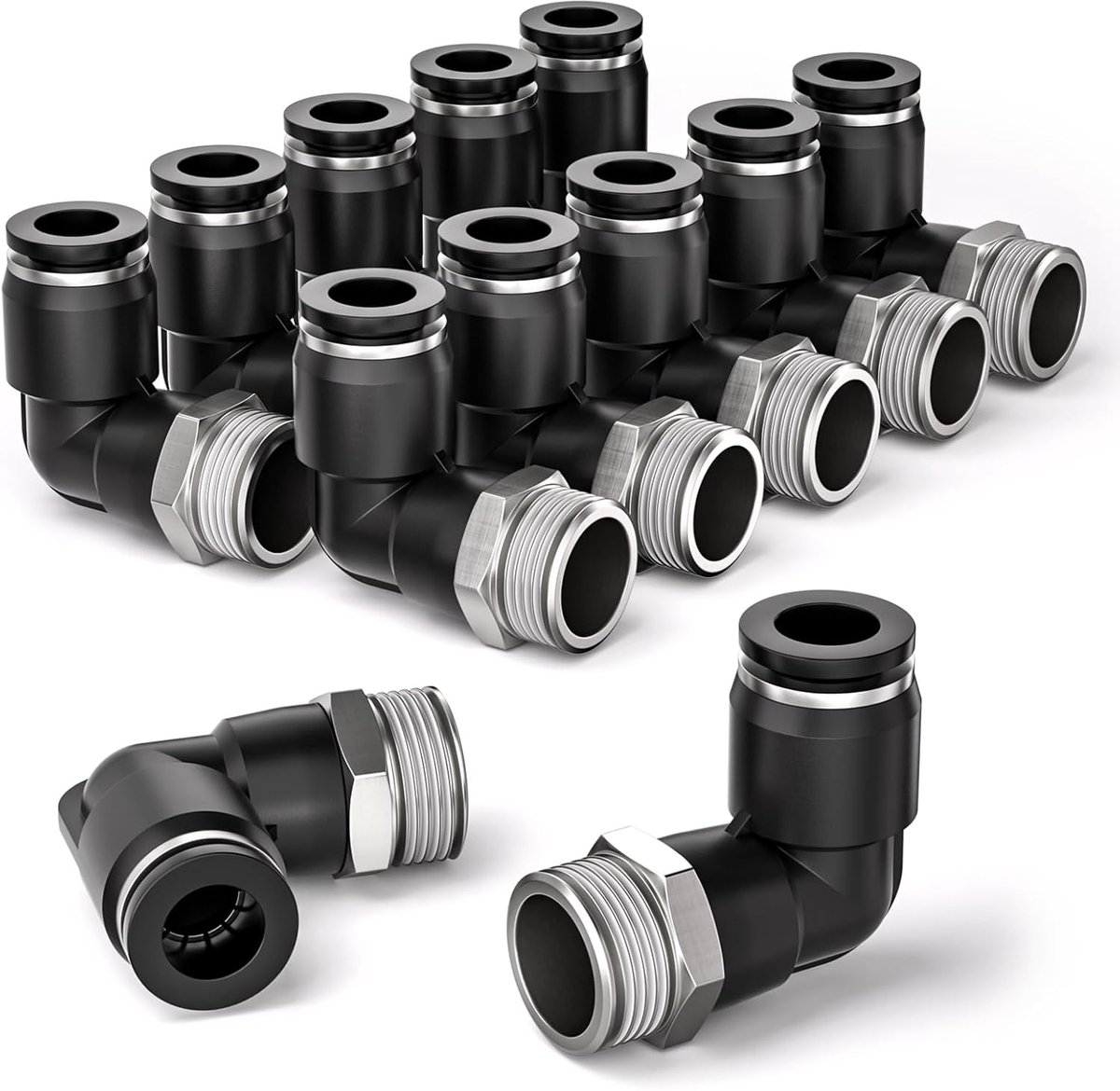 Bwintech 12 Pcs 6mm Tube OD x 1/4" Male BSP Thread 90 Degree Elbow Push in Connect Pneumatic Fitting, PL6-02 Quick - ShopVlot