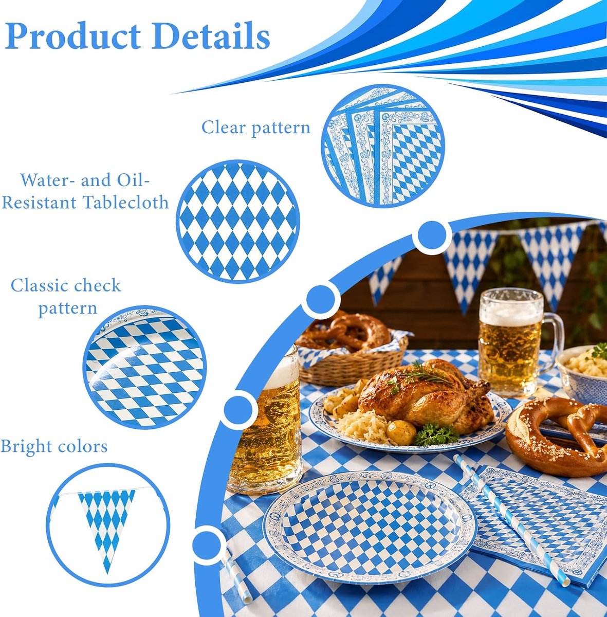 62 stuks Oktoberfest feestdecoraties inclusief tafelkleed (stijl 1) - ShopVlot