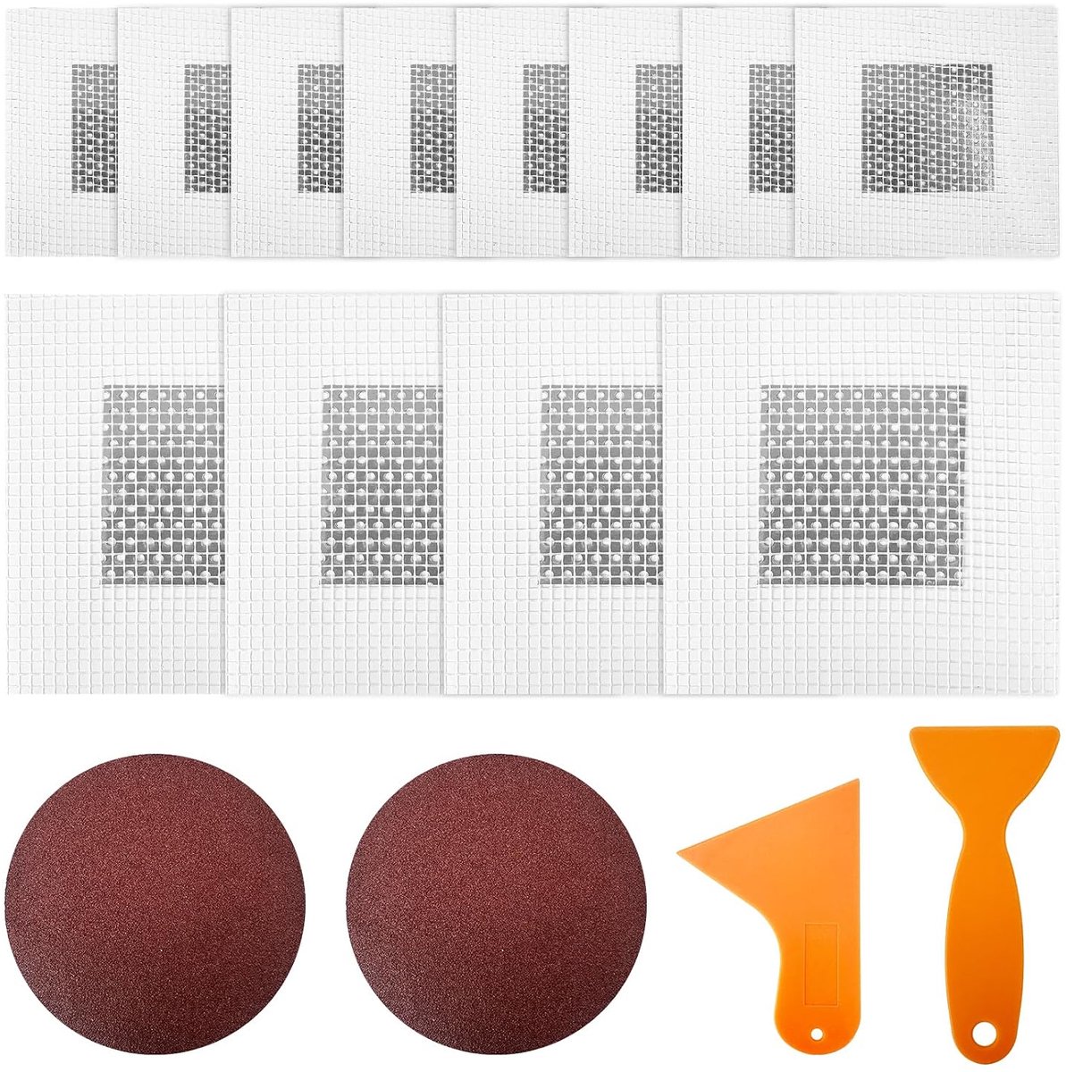 12 Sheets Aluminum Wall Repair Patch Self Adhesive with 2 Sandpaper and 2 Scrapers, Self Adhesive Wall Repair Taps - ShopVlot