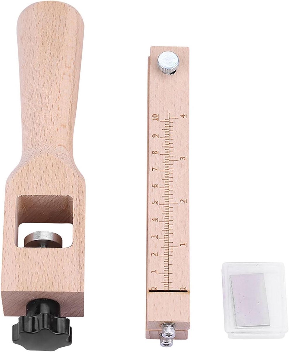 Leather Cutting Tool - Wooden Hand Leather Strip Belt Adjustable Cutting Tool DIY Craft Tools Cutter with 5 Blades - ShopVlot