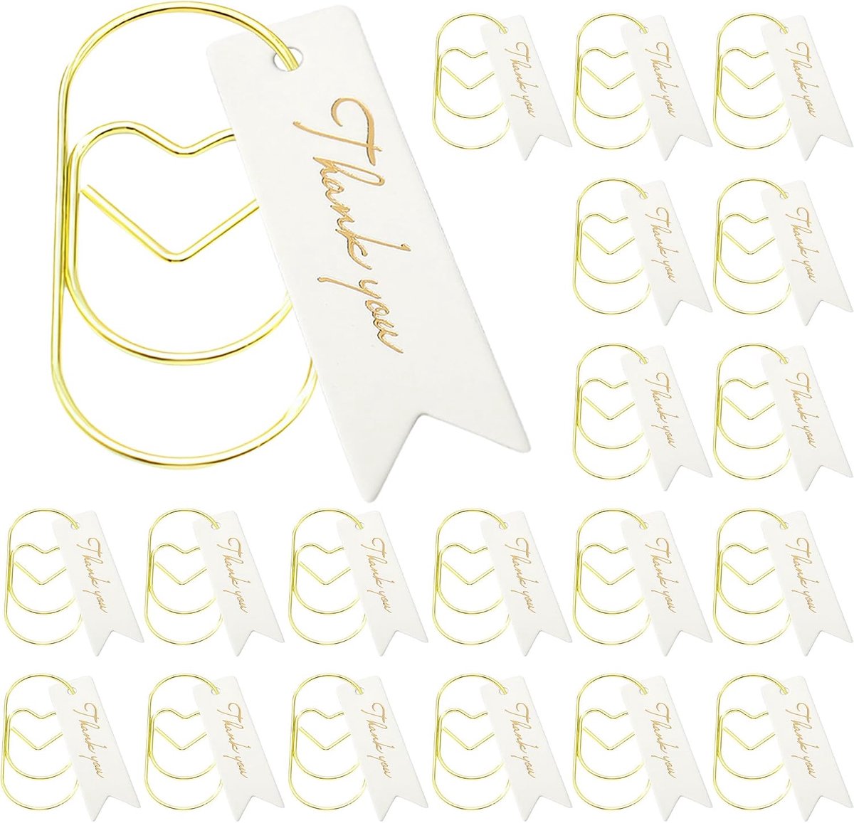 Hartvormige paperclips set - 20 unieke clips - met bedankkaarten - perfect voor geschenken - ShopVlot