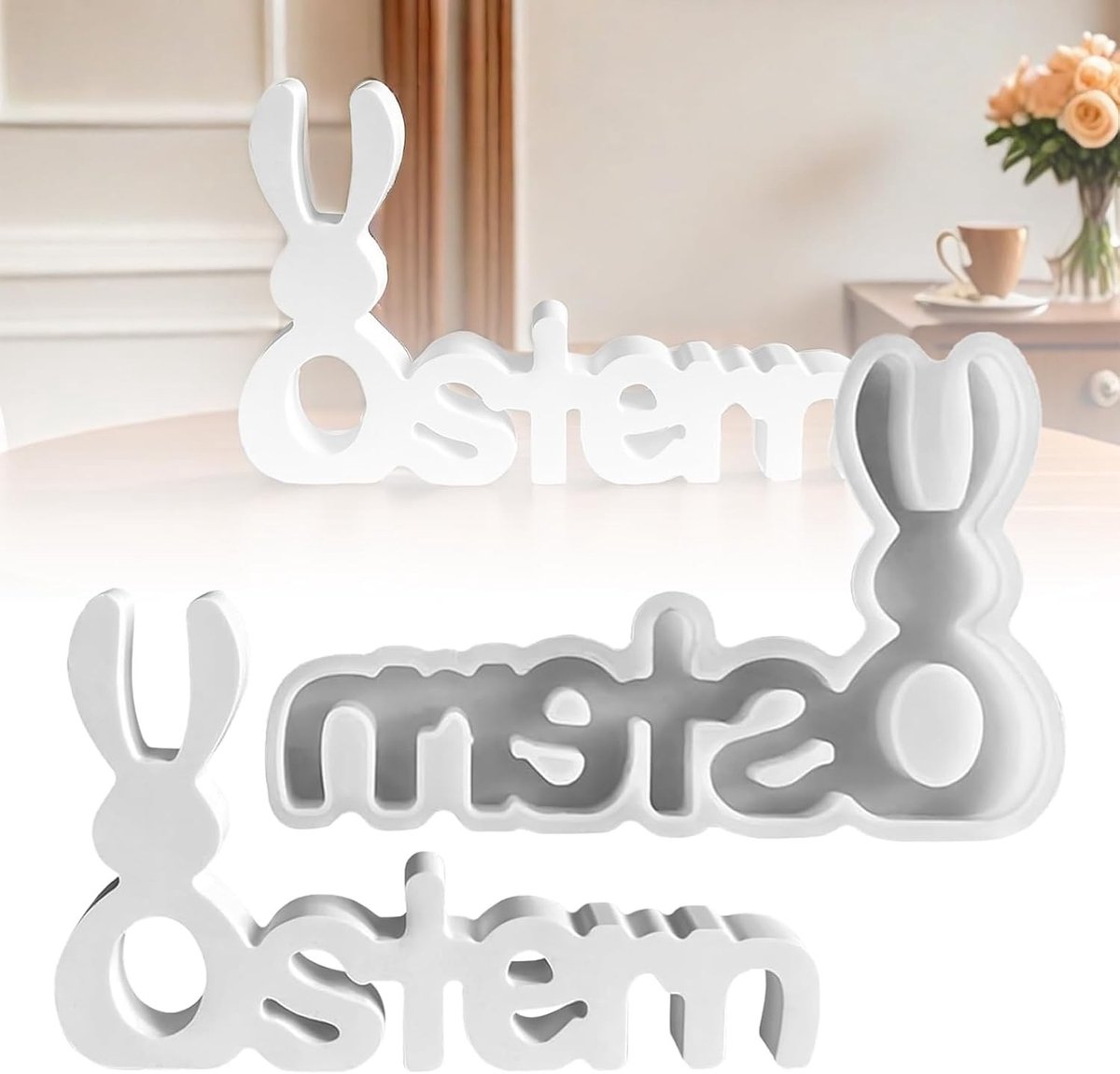 Easter Moulds voor Silicone Gieten, Plakvormen, Pasen Stencils, Konijn en Haas Vorm voor Epoxy Hars en Gips Gieten