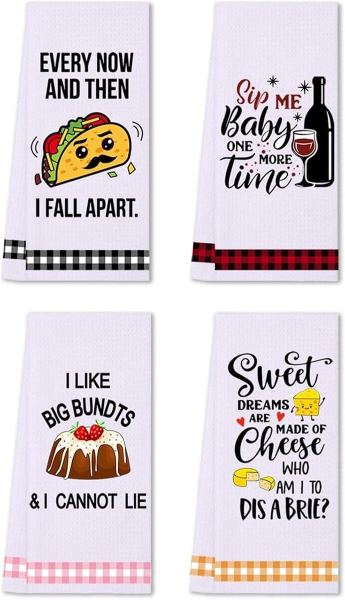 Microvezel Keukenhanddoeken 4 Stuks - Decoratieve Theedoeken - Zacht en Absorberend - Ideaal voor Keuken en Eten - ShopVlot
