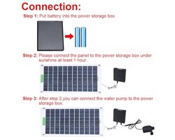 Zonnepomp, Monokristallijn 100W Zonnewaterfonteinpomp met Energieopslagbox, Zonnevogeldbadfonteinpomp met Zonnepaneel voor Vijvers, Tuin en Aquarium