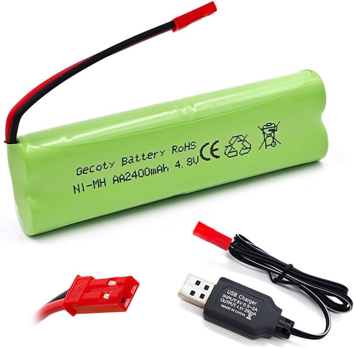 Oplaadbare 4.8V Ni-MH AA batterij - 2400mAh - JST plug - Geschikt voor speelgoed en gereedschap - ShopVlot