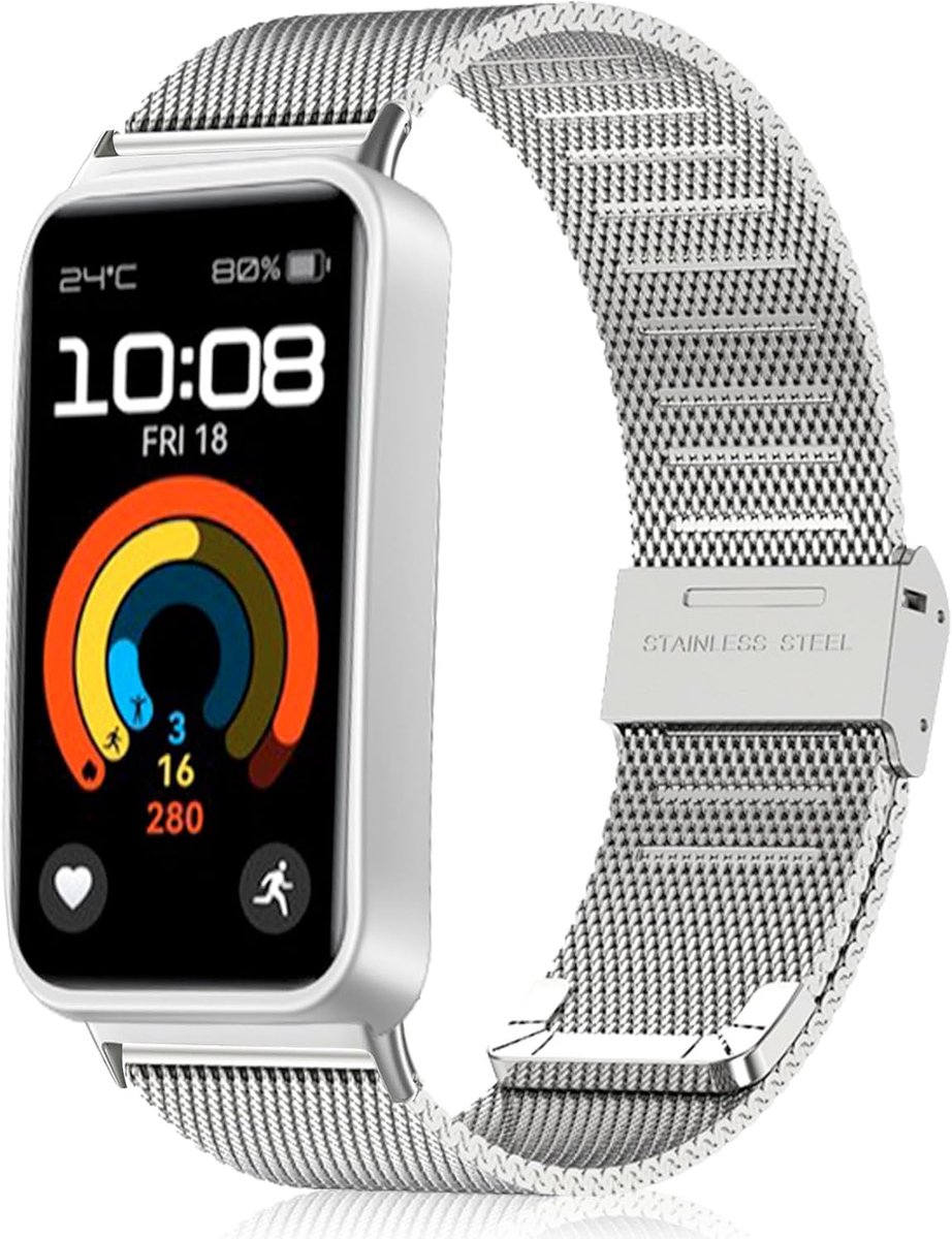 Armband voor Huawei Band 9 - mesh geweven roestvrij staal - metaal - stijlvolle upgrade voor je smartwatch - ShopVlot