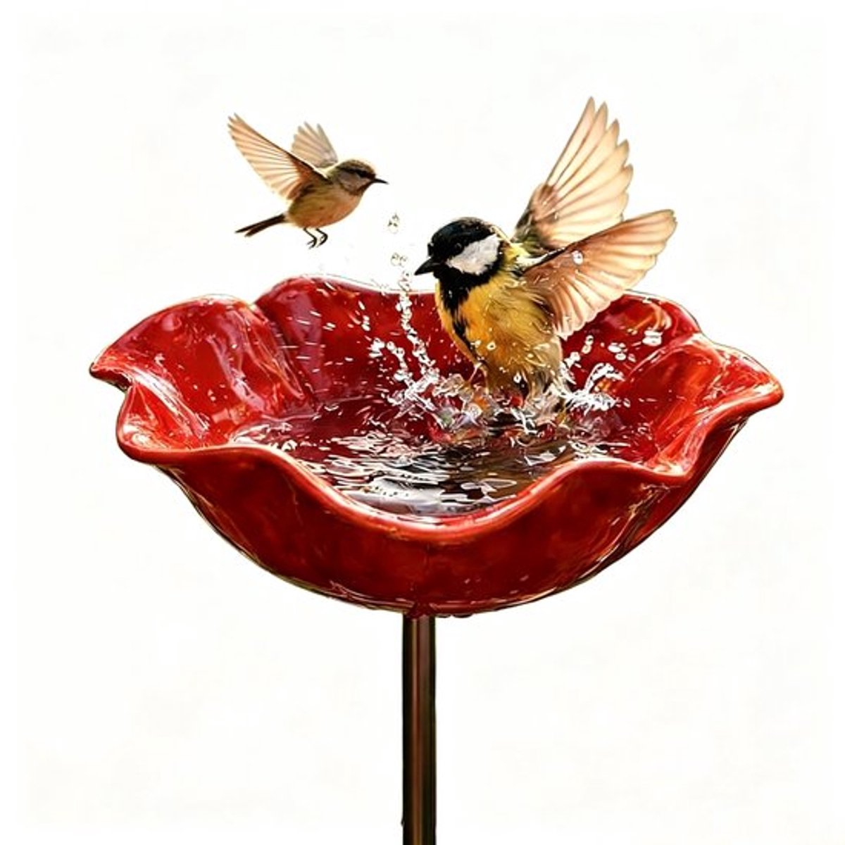 Vogeldrinkbakken - Vogelbad - Terras Vogelbad - 14*14*65cm - Hoogwaardig legeringsmateriaal - elegante bloemvorm - Tuindecoraties