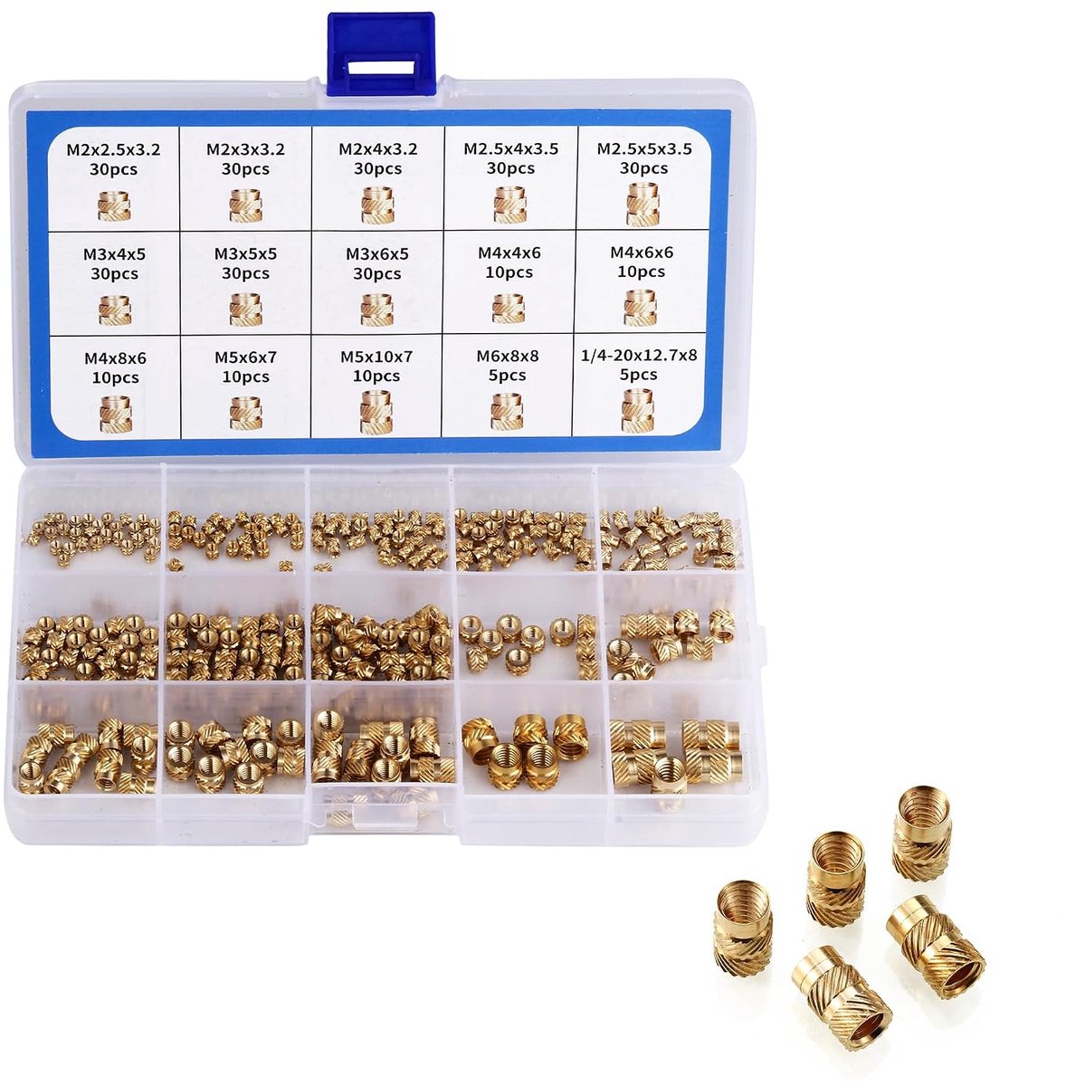 Draadinvoegen M2 M2.5 M3 M4 M5 M6 - 300 Stuks met Sorteerdoos - Inclusief Labels - ShopVlot