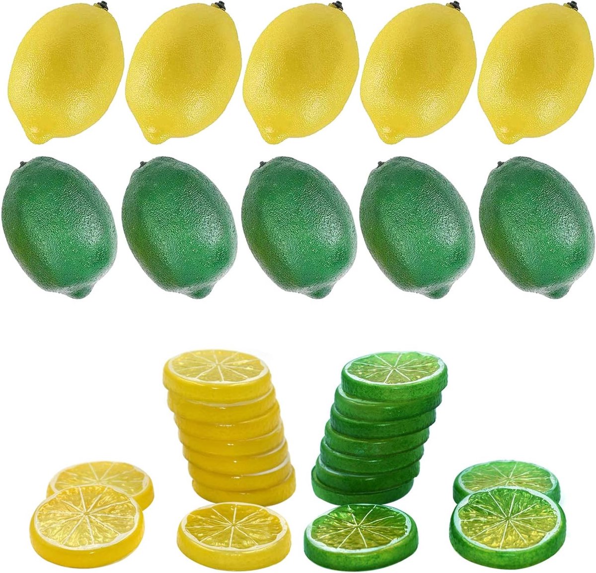 Nepfruit set - 30 stuks - Kunstmatige citroenen en limoenplakjes - Perfect voor feestdecoratie - ShopVlot