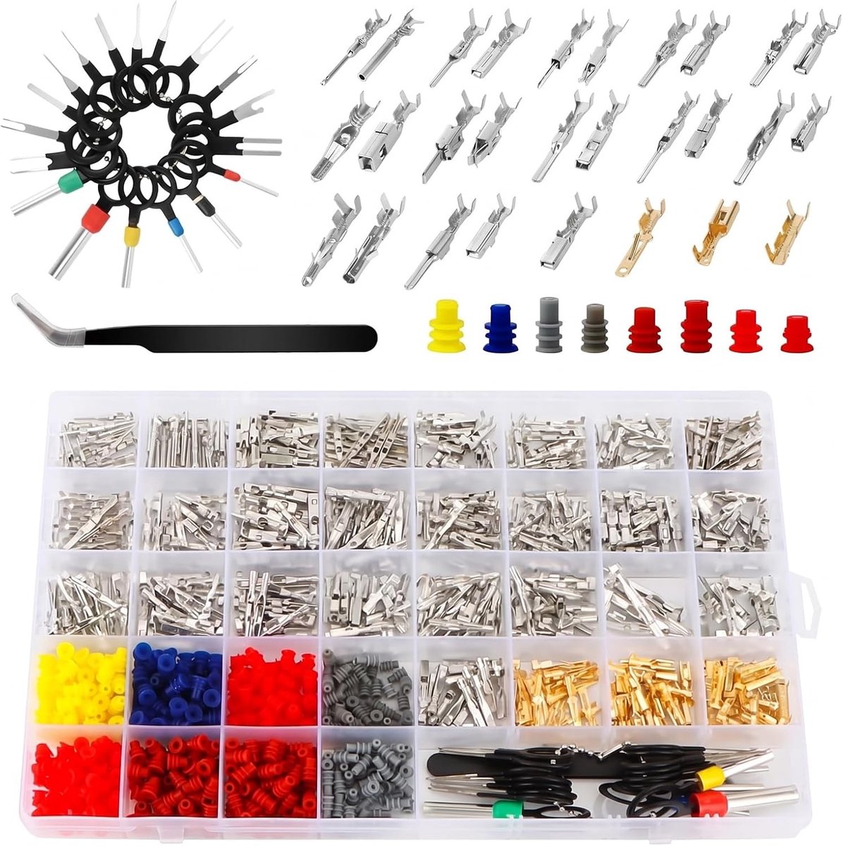 Kfz plug pin set 969 stuks - connector kit - diverse maten - geschikt voor motoren, auto’s en boten - ShopVlot