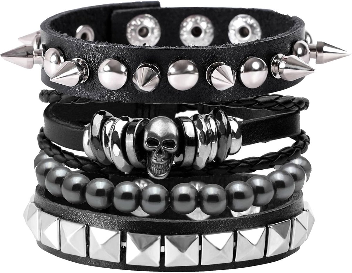 Armbanden set van 12 - gevlochten leer - verstelbaar - stijlvol voor elke gelegenheid - ShopVlot