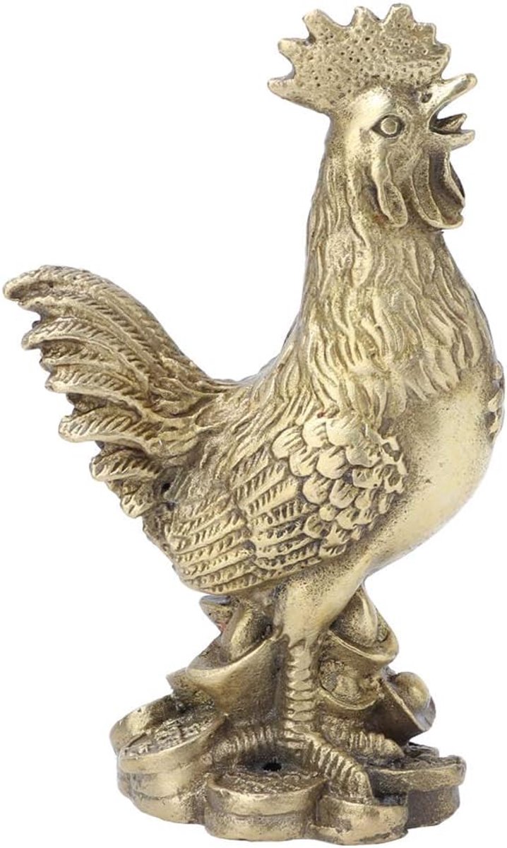 Feng Shui ornament - pure messing haan beeld - geluk en rijkdom - handgemaakt - ShopVlot