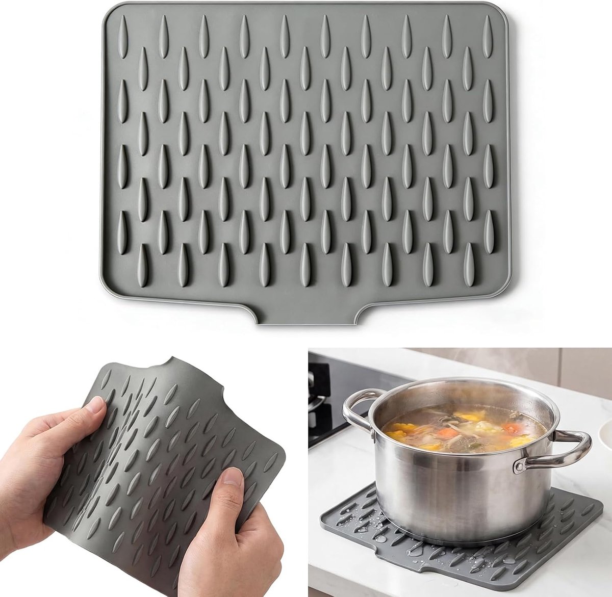 Afdruipmat 40 x 32,5 cm - siliconen - antislip en hittebestendig - sneldrogend voor servies - ShopVlot