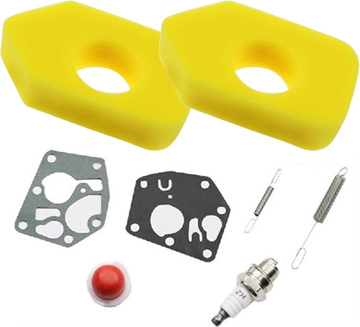 Luchtfilter set - Geel schuim - 2 stuks met veren en bougie - Betere motorprestaties - ShopVlot