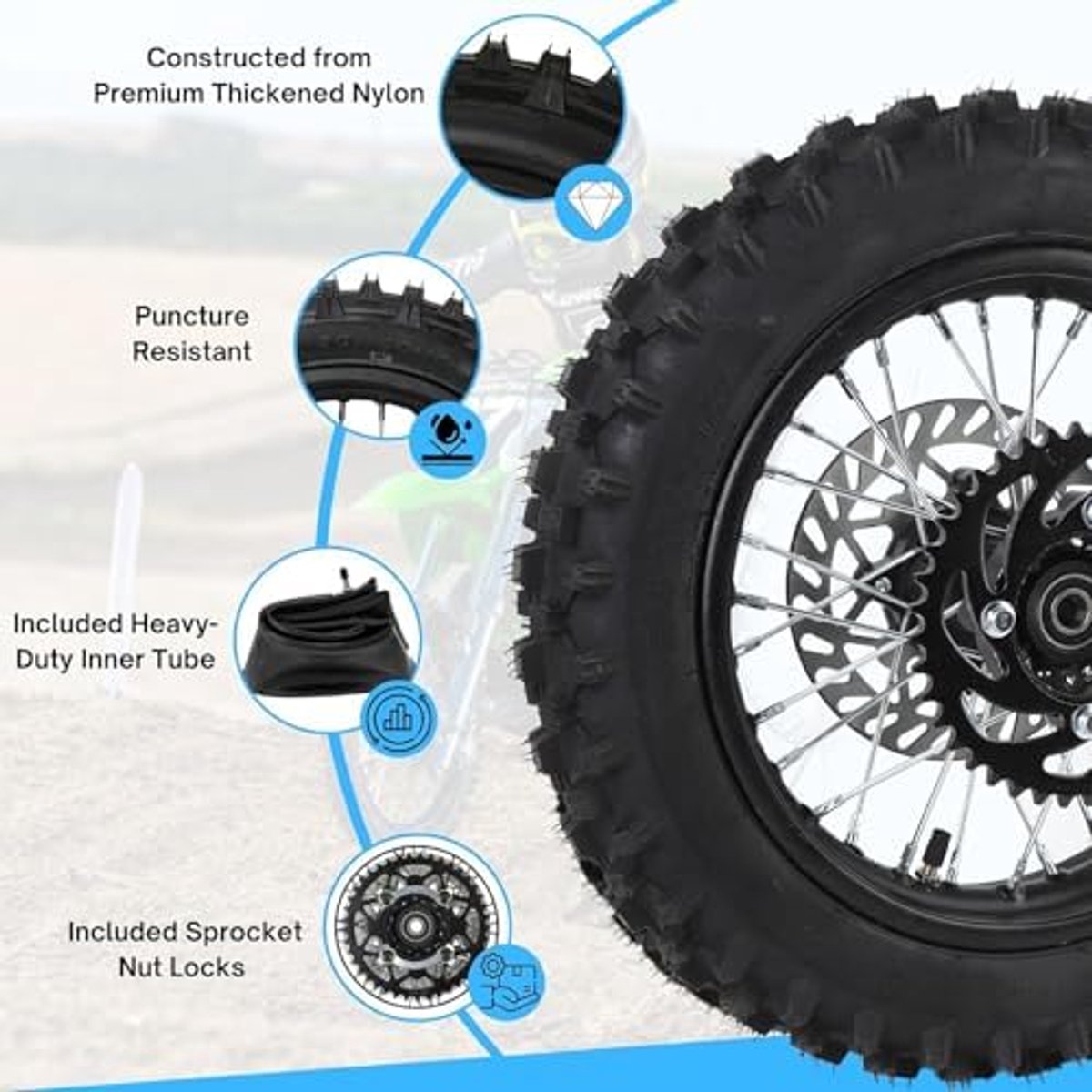 12 Inch Achterwiel 80/100-12 - 15mm As - Duurzame Constructie - Verbeterde Prestaties - ShopVlot