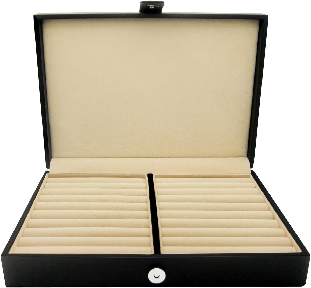 Sieradenkoffer 25x18 cm - Zwart kunstleer - Voor man en vrouw - Praktische opslag voor cufflinks en ringen - ShopVlot