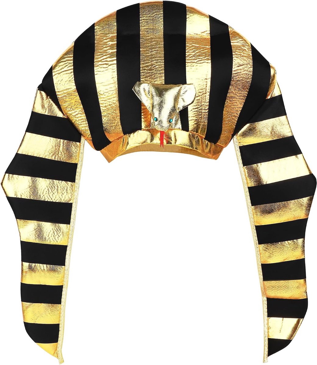 Faraohoed - zwart-goud - met kobra - ideaal voor Halloween - ShopVlot
