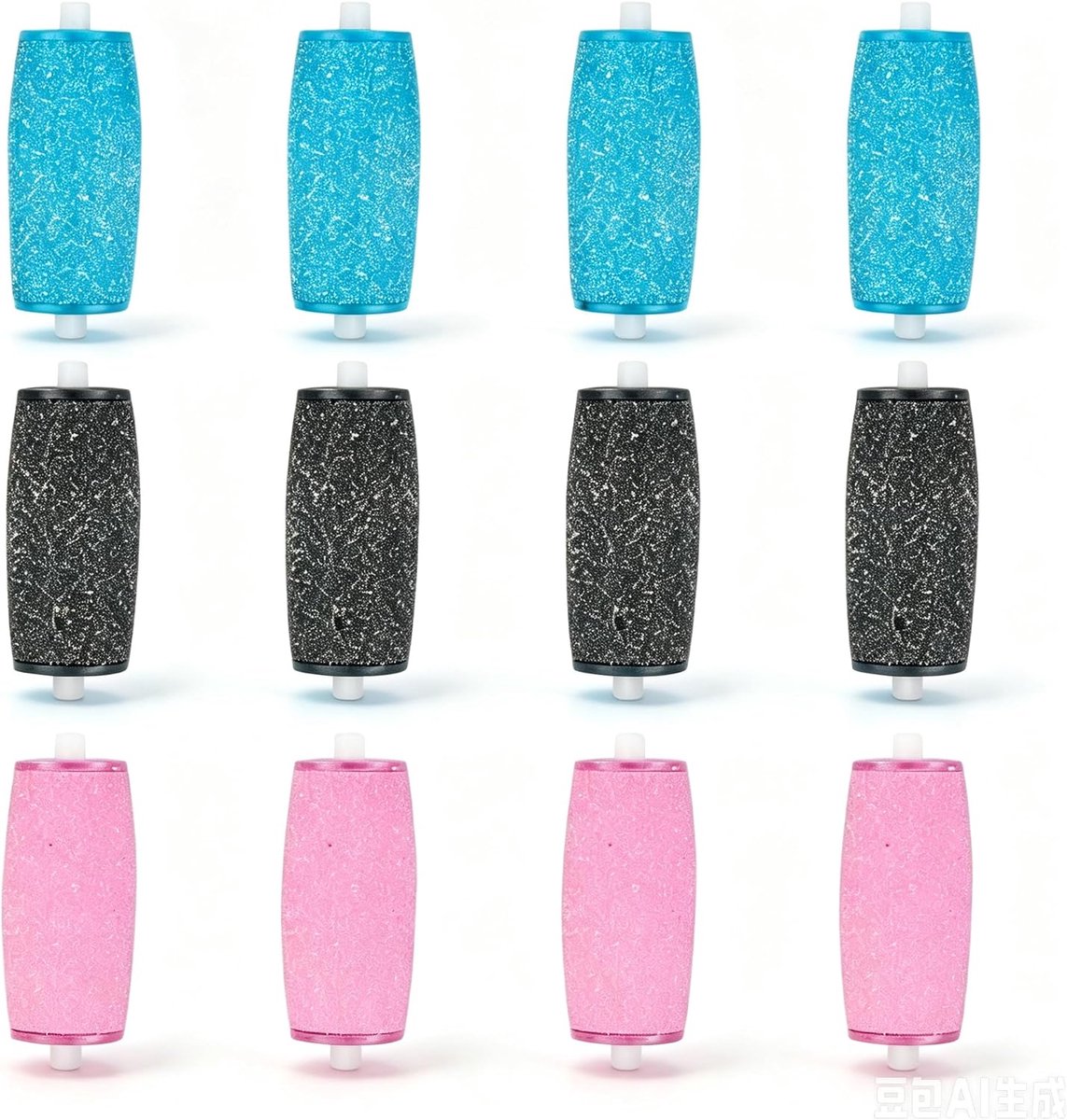 Eeltverwijderaar, reserverollen, navulrollen, voetverzorgingsroller, 12 stuks met diamantdeeltjes, 3 korrelgroottes - ShopVlot
