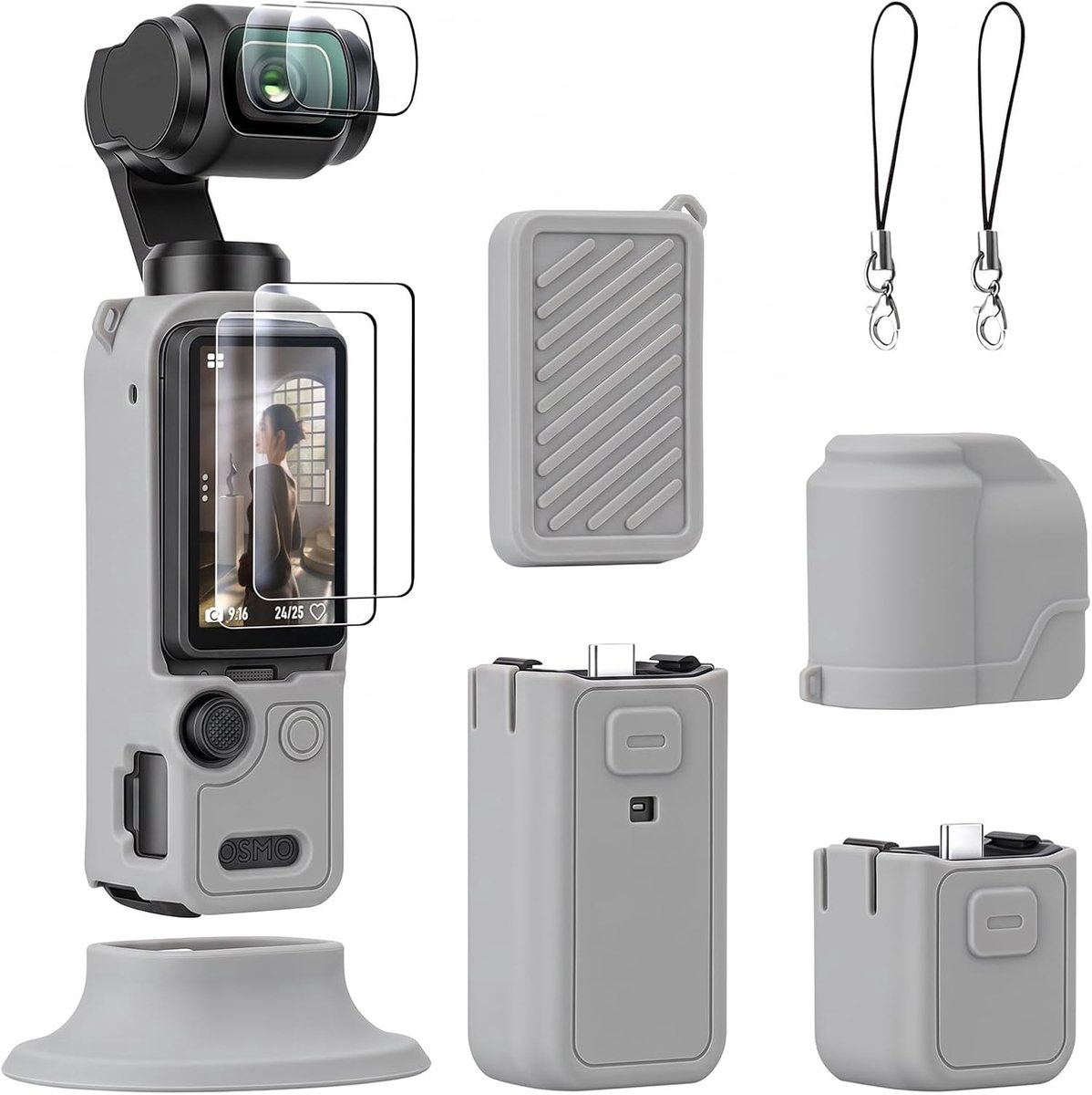 AMAZEAR OSMO Pocket 4 Siliconen hoes voor DJI Pocket 4 accessoires, case voor Pocket 4, zachte beschermhoes met - ShopVlot