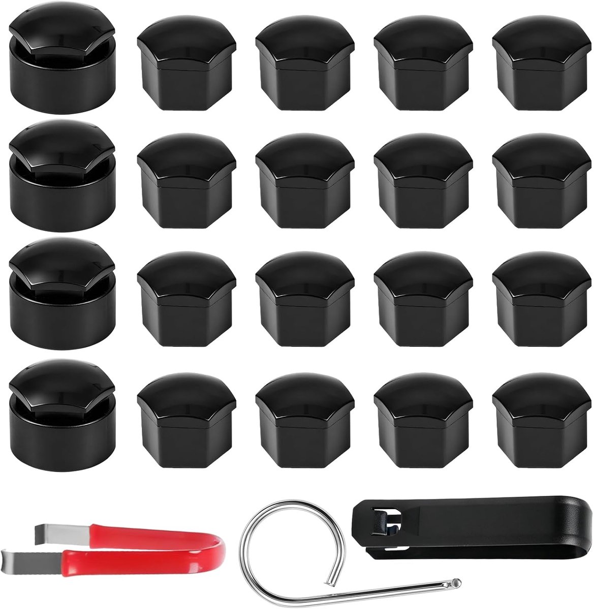 20 stuks universele wielboutdoppen 17 mm zwart mat kunststof 16 stuks wielmoerdoppen 17 mm wielboutdoppen met 4 - ShopVlot
