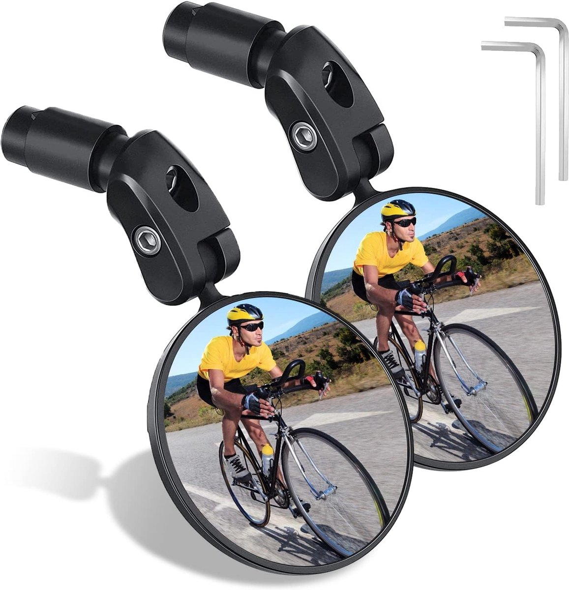 Pack of 2 Bicycle Mirrors, Rear View Mirrors, 360° Rotatable Handlebar Mirrors, Wide Angle Lens, Safe Rear View - ShopVlot