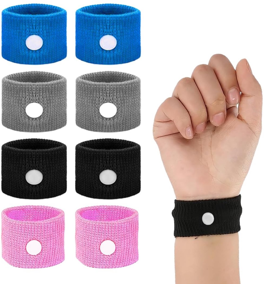 Solidchoice - Acupressuurarmbanden tegen Misselijkheid - 4 Paar voor Kinderen en Volwassenen