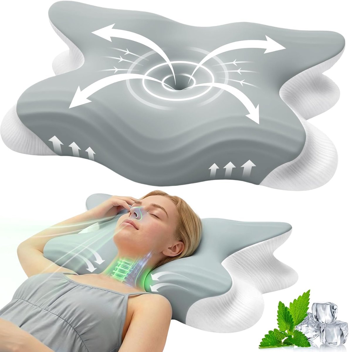 Memory Foam Nekkussen 2-in-1 - Ergonomisch Traagschuim - Keuze uit 2 Hoogtes - Ideaal voor Rug-, Zij- en Buikslapers - ShopVlot