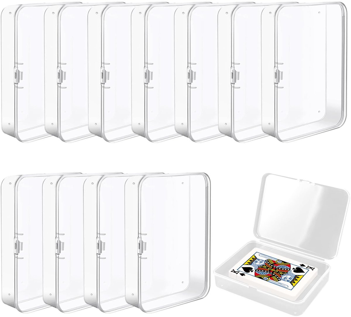 Solidchoice - Set van 12 Transparante Opbergdozen voor Speelkaarten