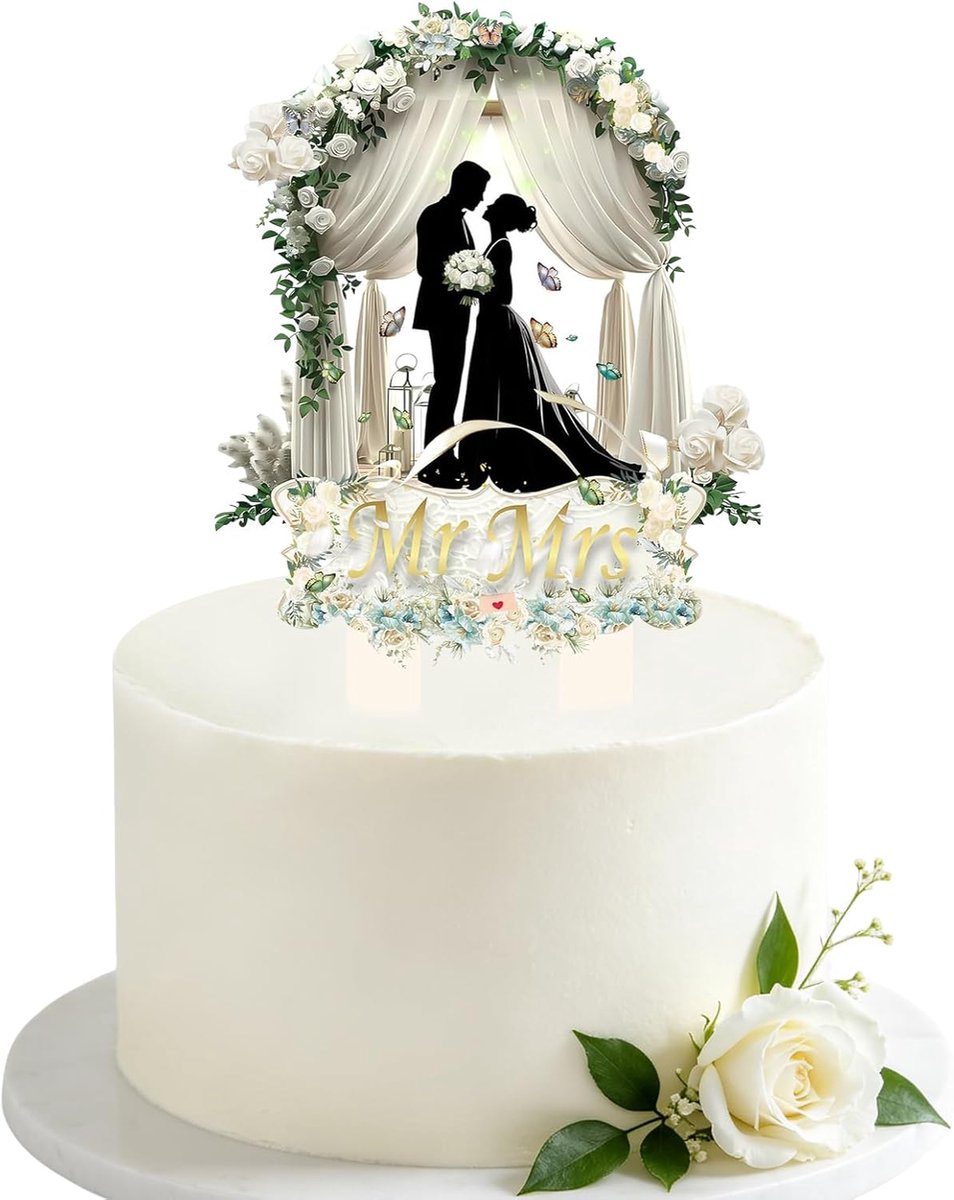 Cake topper Mr. & Mrs. - 18,5 cm hoog - acryl - perfect voor bruiloften - ShopVlot