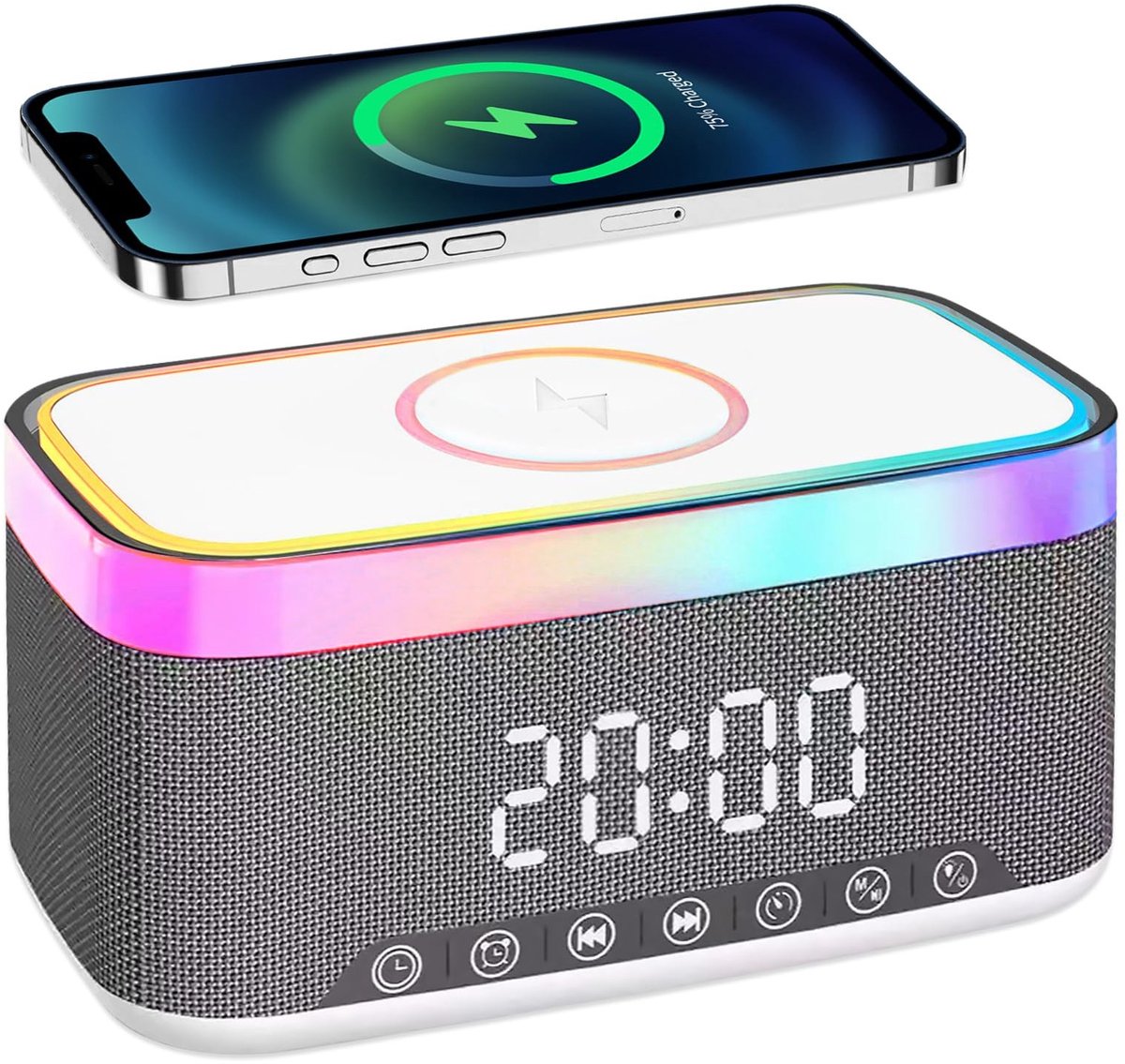 Solidchoice - Digitale Alarmklok met Draadloze Oplaadstation en Bluetooth Speaker