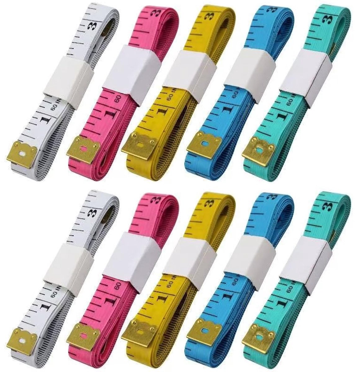Zachte meetlinten set van 10 - 150 cm x 1,3 cm - flexibele glasvezelregel - ideaal voor naaien en knutselen - ShopVlot